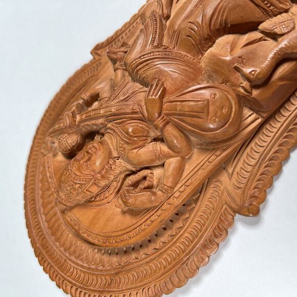 Vintage Hand Carved Wood Hindu Goddess Saraswati Figure Statue 7.5” See Note - Picture 5 of 7